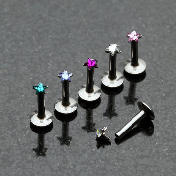 Detail View 1 of Star Gem Top Internally Threaded Labret-Clear Gem